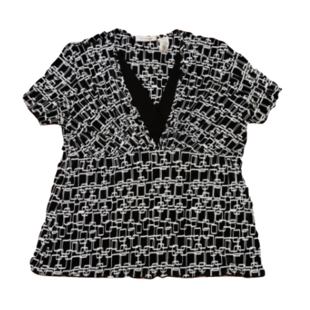 🌻Covington Black White Empire Crepe Top - XL 9